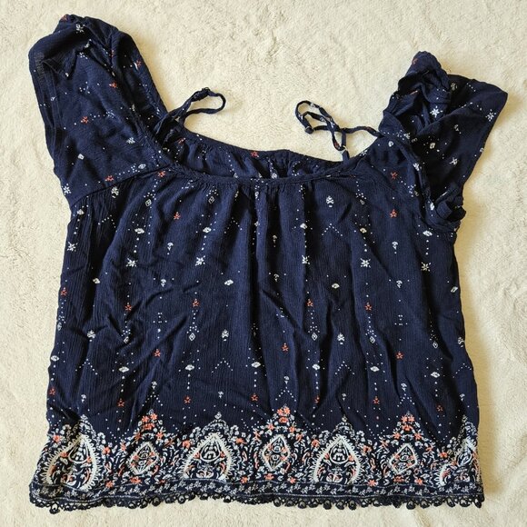 Superdry Revolution Ladies Navy Summer Off Shoulder Top Size Medium 8 - Picture 3 of 10